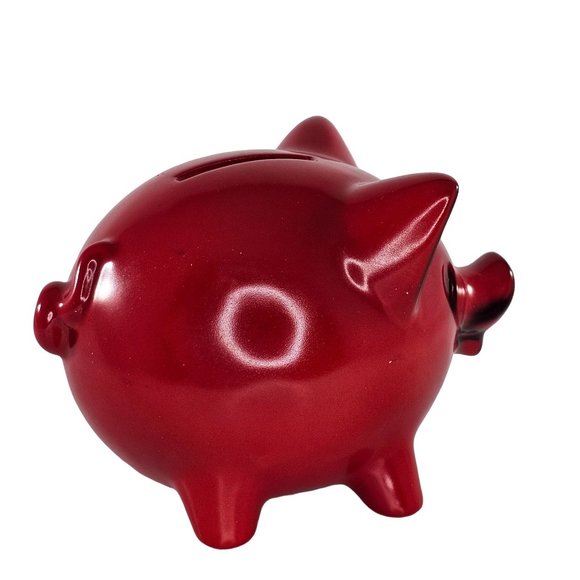 Vintage Goebel Piggy Bank Red West Germany *Missing Key* - Picture 6 of 10